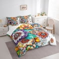 thumbnail image 2 of Erosebridal Colorful Bohemian Flowers 7 Pieces Bedding Comforter Set,Vintage Boho Exotic Style Full Bedding Set For Adults,Reversible, 2 of 7