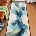 thumbnail image 2 of Teal Blue Gold Ink Wash Runner Rug, 60x18 Inches Modern Abstract Watercolor Long Floor Mat, Non-Slip Washable Art Rug for Entryway Kitchen, 2 of 9