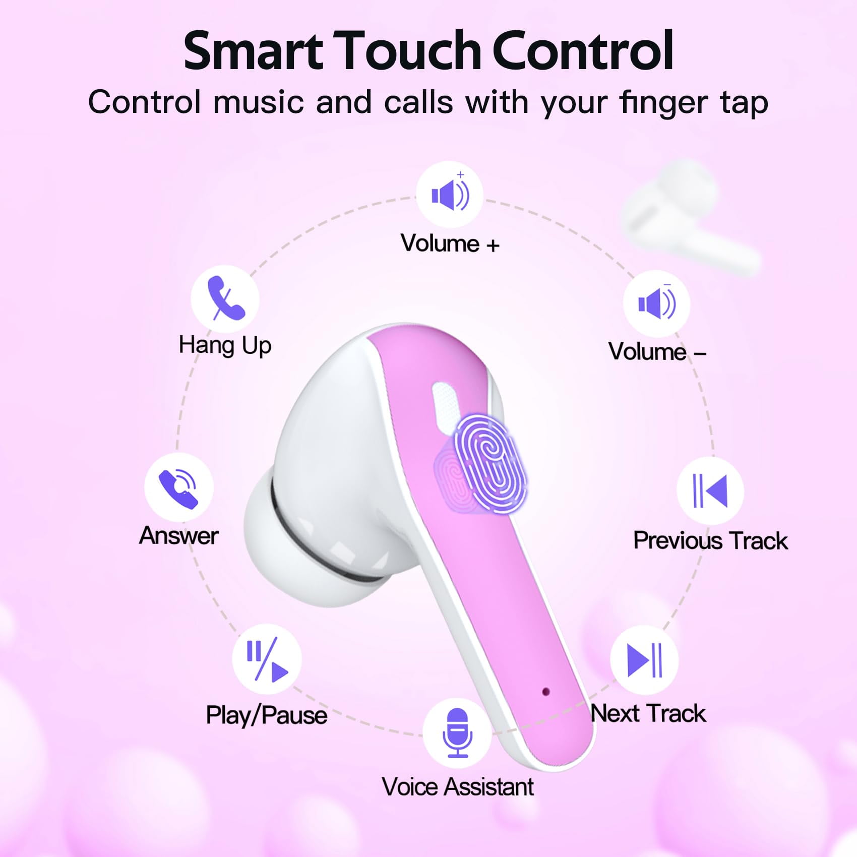 TAGRY Bluetooth Headphones True Wireless Earbuds 60H Playback LED Power Display Earphones with Wireless Charging Case IPX5 Waterproof in-Ear Ear buds with Mic for TV Smart Phone Laptop Computer