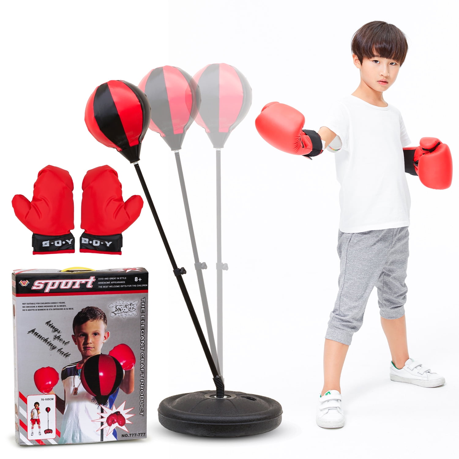 AZToys Adjustable Punching Bag for Kids Including Boxing Gloves, Adjustable Stand & Pump | Great Gift for Age 3 to 8 years Boys & Girls for Exercise & Fun