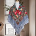 thumbnail image 4 of D-GROEE Retro Floral Scarf Ethnic Style Retro Shawl Scarf with Tassel Flower Print Autumn Winter Warm Square Fringed Head Wrap for Wedding Party Square Shawl, 4 of 8