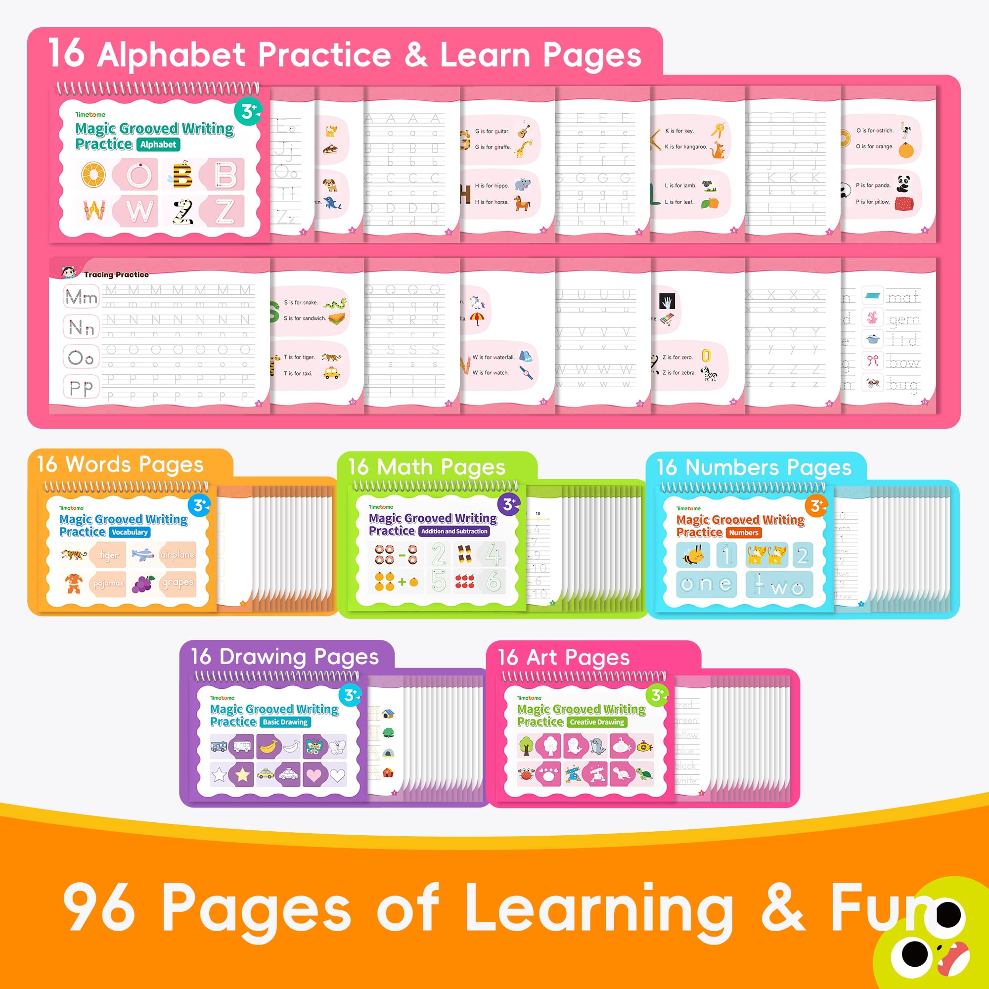 Magic Grooved Writing Practice, Large Grooved Handwriting Books Practice for Kids , Preschool Learning Activities, Tracing Books for Kids Ages 3-5, Preschool Workbook, Reusable Write Number Letter