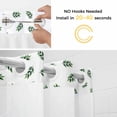 thumbnail image 2 of No Hook Shower Curtain with Snap in Liner, Watercolor Spring Summer Green Leaves Waterproof Bath Curtain Double Layers with See Through Top Window, Pastoral Plant Hotel Shower Curtains 48x72in, 2 of 9