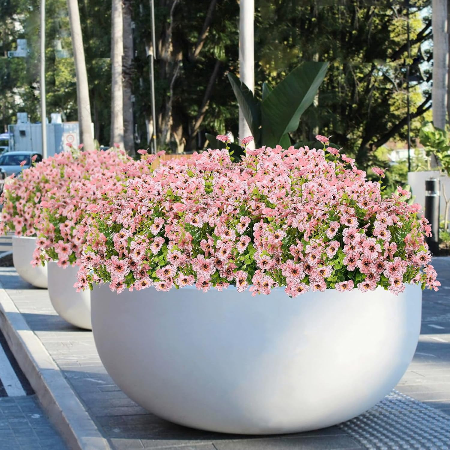 ZOELNIC 12 Bundles Artificial Fake Flowers Outdoors, Realistic UV Resistant Faux Plants with Silk Flowers for Outside Planters Window Box Front Porch Summer Decoration