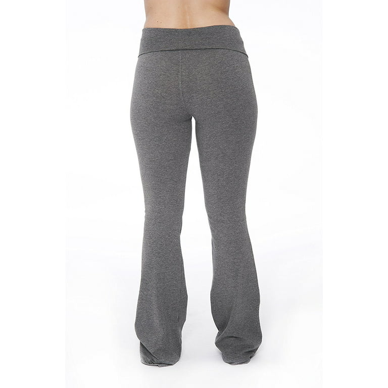 TheLovely Women's Fold-Over Waistband Bootleg Flared Bottom Workout Yoga  Pants Leggings 