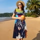 thumbnail image 4 of Fotbe Rainbow Bulldog Sunglasses Vestido Largo de Moda para Mujer, Vestido Tipo Camiseta con Manga Corta y Estilo Casual a Rayas y Bloques de Color, 4 of 6