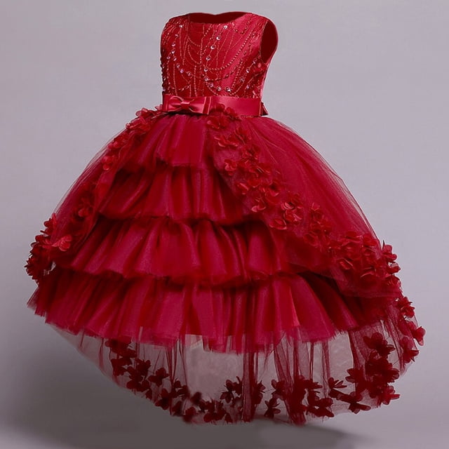 Vestidos infantiles para niñas, vestido de fiesta de flores de encaje, fiesta de bodas de cumpleaños, banquete de princesa, vestido sin mangas de verano para niños, 9-10T (etiqueta 150) Gao Jinjia LED