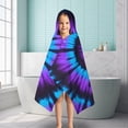 thumbnail image 6 of Blue Purple Tie Dye Pattern Hooded Bath Towel，50"x30" for Ages 3 To 12 Kids, Quick Dry Lightweight Soft Microfiber Hood Beach Towel Cover Up for Kids, 6 of 7