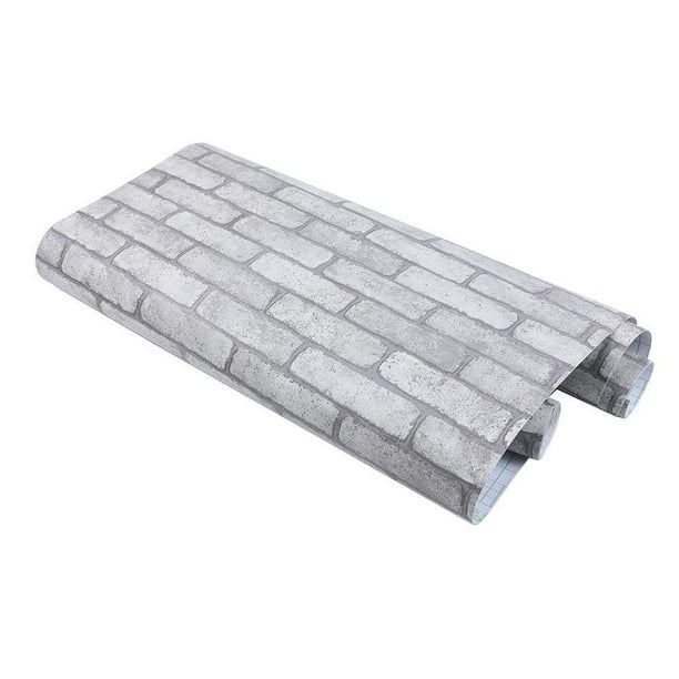3D Wall Wallpaper, Stick and Peel Gray Brick Wallpaper, Self Adhesive