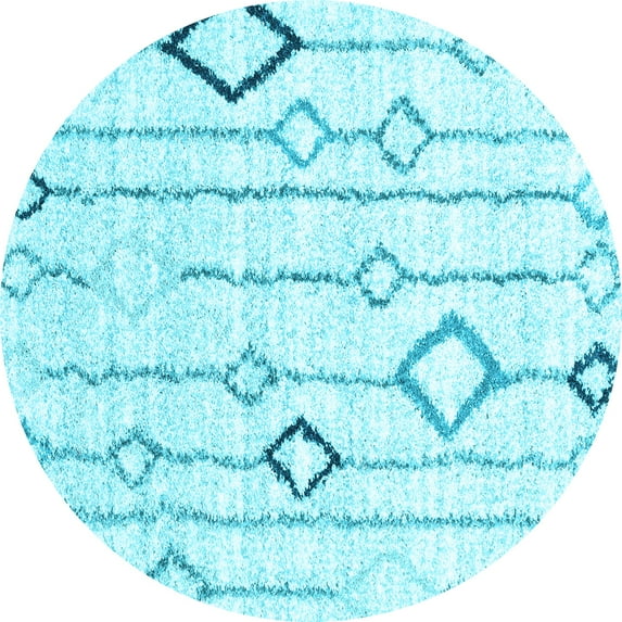 Ahgly Company Indoor Round Solid Light Blue Modern Area Rugs, 8' Round