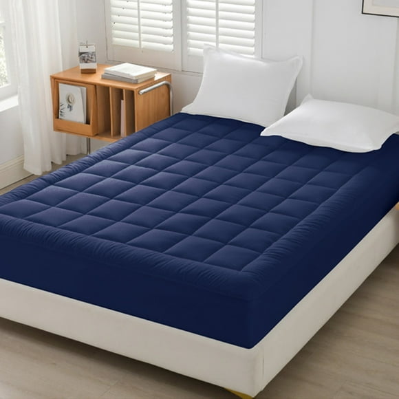 Double Layer Mattress Topper Cotton Top Fitted Mattress Cover Pocket Mattress Pad Protector Soft Noiseless Mattress Pad