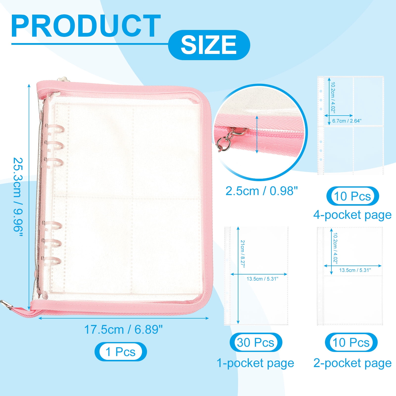 Uxcell Sticker Organizer Binder, Reusable A5 Album with 180 Pocket, Pink