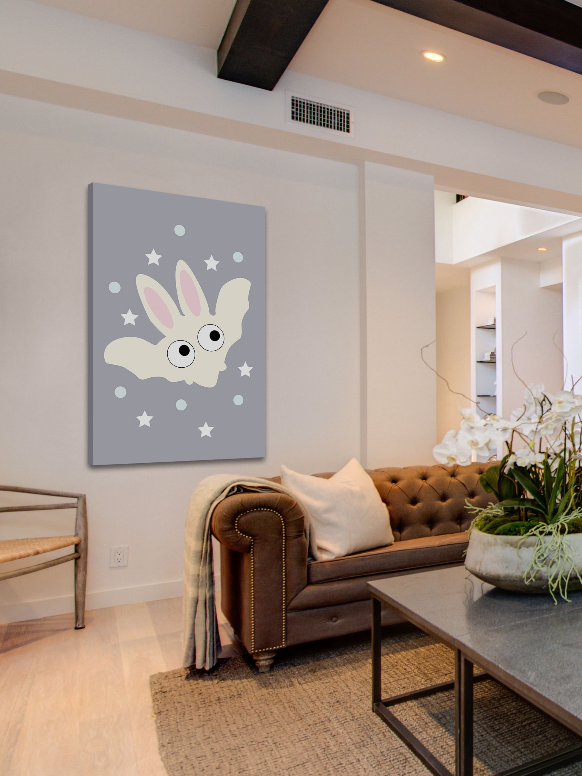 "Yellow Bunny Bat" Painting Print on Wrapped Canvas