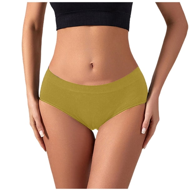 Ropa interior femenina de algodón sin costuras y cintura baja: transpirable, de color liso, braguitas triangulares