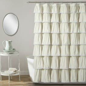 Dainty Home Flamenco Ruffled Fabric Shower Curtain Walmart Com