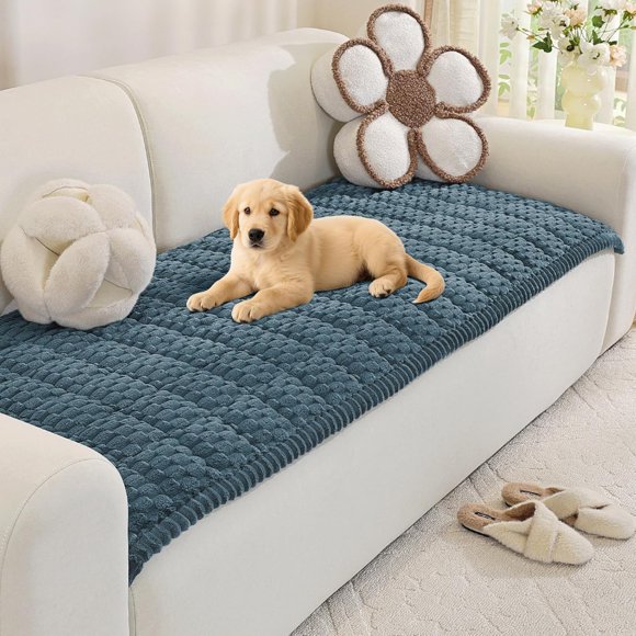 Couch Cover for Dogs, Fuzzy Sofa Covers 2 Seater, Pet Couch Protector for Dogs, Pet Blanket for Sofa Washable (Blue, 27.6 x 59 Inch)