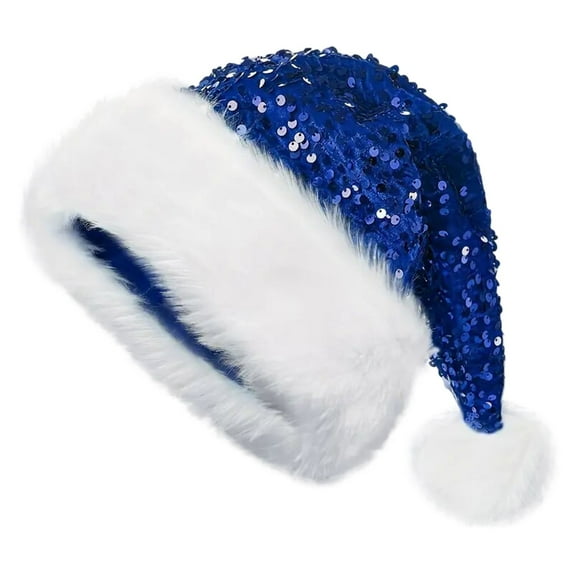 JIKNTTR Christmas Hat Sequin Santa Hat For Adults Women Fashion Glittery Sparkly Santa Hat For New Year Xmas Festival Party Fashion Outdoor Wear