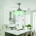 thumbnail image 4 of 42" Silver Crystal Fan Chandelier with Color Changing LEDs & Bluetooth Speaker - Retractable Invisible Blades, 5000 CFM Quiet Motor, for Living Room/Dining Room, 4 of 10