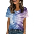 thumbnail image 2 of Mifsaly Womens Casual Tie-Dye T Shirt Crew Neck Short Sleeve Summer Tops Lightweight Breathable Cotton Top Relaxed Fit Fashionable Vacation Shirts XXXL, 2 of 9