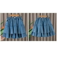 thumbnail image 4 of Cethrio Girls Denim Skirt Size 10-12, Casual Ruffled Elastic Waist Summer Mini Skirts Blue Size 10-12, 4 of 7