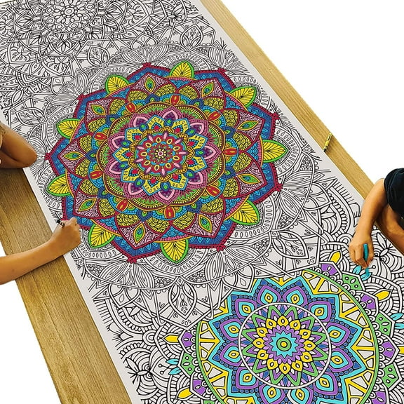 Tiny Expressions - Giant Mandala Coloring Poster, Massive 72" x 30" Premium Coloring Paper for Children, Teens or Adults