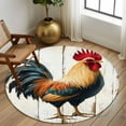 thumbnail image 2 of Round Rugs 5 Ft, Retro Rooster Non Slip Area Rugs for Kitchen Bedroom Entryway, Watercolor Vintage Rooster Art Washable Carpet Runner Rug Floor Mats for Bedroom Home Decor, 2 of 9