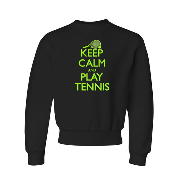 Youth Keep Calm And Play Tennis Crewneck Sweatshirt