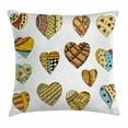 thumbnail image 1 of Valentine Throw Pillow Cushion Cover, Hand Drawn Set of Heart Shapes Different Cute Ornamental Details Cartoon Artwork, Decorative Square Accent Pillow Case, 18 X 18 Inches, Multicolor, by Ambesonne, 1 of 2