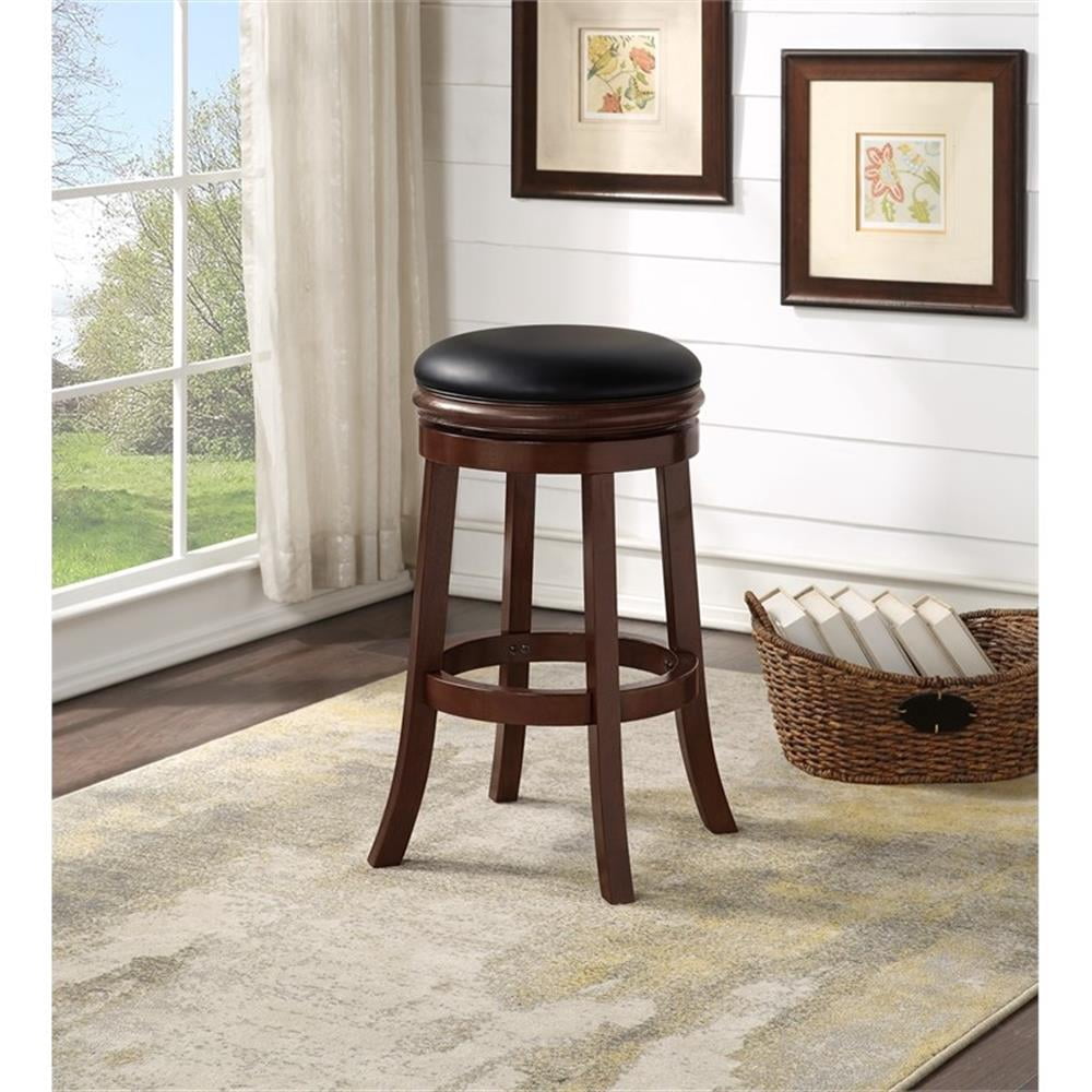 Boraam 29 Inch Backless Wood Swivel Bar Stool with Cappuccino Finish