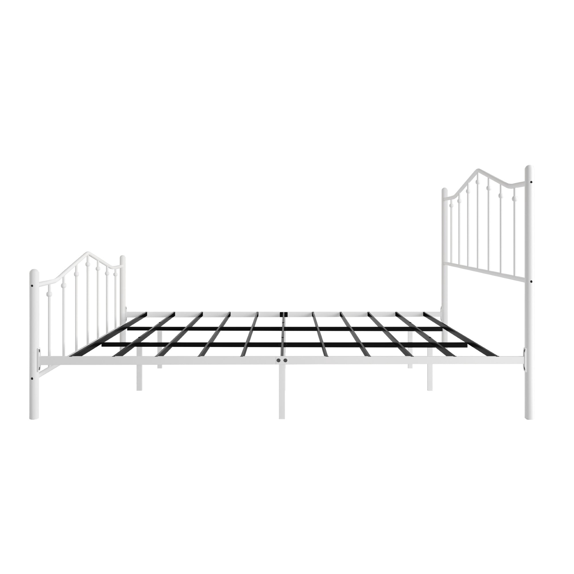 Home Design Atmore Twin Metal Platform Bed Frame, Iron Bed with Headboard & Footboard, No Box Spring Needed, White