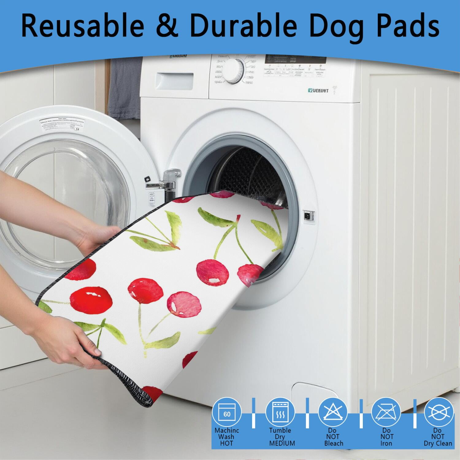Dog Pee Mats Washable Reusable, Cheerful Fruit Pattern Absorbent Pad with Leakproof Barrier for Floors (Fruit patterns, 35"x41")