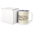 thumbnail image 2 of Western 10 Oz Steel Mug, Wild West Landscape Illustration Mountains Desert Plants Cowboys on Horses, Vacuum Insulated Leak-resistant Cup for Outdoor Hiking and Picnics, Beige Black, 2 of 6