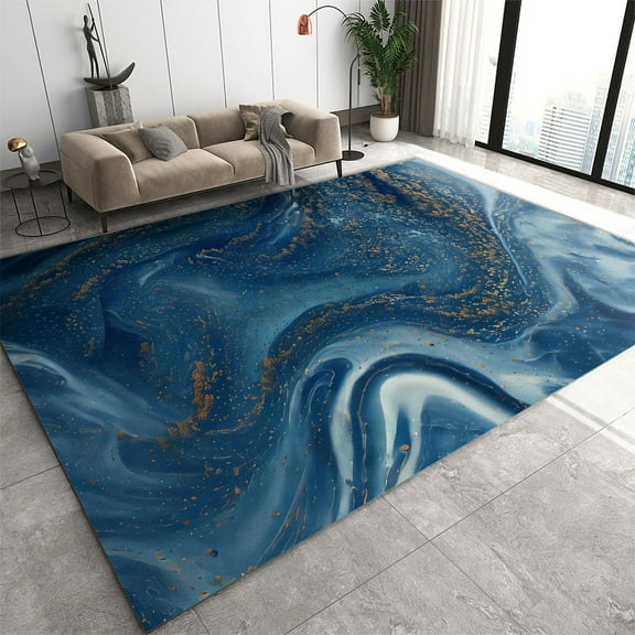 Blue Abstract Texture Rugs For Bedroom, Area Rug, Nordic Creative Art Soft Carpet, Easy To Clean Foldable Non-slip Anti-Shedding Rug For Living Room Hotel Hallway Office Study