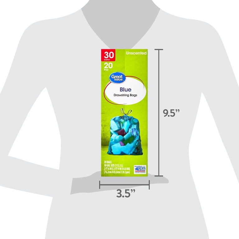 Great Value 30-Gallon Blue Drawstring Recycling Bags, 20 Count photo 7