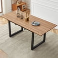 thumbnail image 7 of Square Dining Table with Metal Legs, Wood Top Adjustable Dining Table Kitchen Long Table, 7 of 7