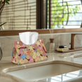 thumbnail image 5 of COEQINE Facial Tissue Box Cover PU Leather Rectangle Tissue Case Organizer Modern Decorative for Living Room, Kitchen, Office, Car, Outdoor Tent, Home Decor, Hippie Flower Orange Yellow, 5 of 7