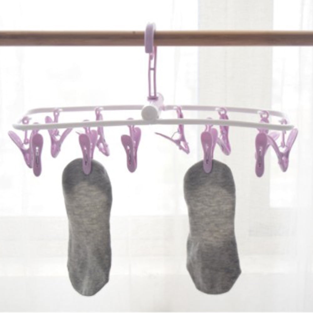 12 Clip Folding Hanger Underwear Socks Clip Windproof Nonslip Home
