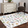 thumbnail image 3 of Spring Floral Area Rugs 3'x5', Small Throw Rugs for Living Room Bedroom, Elegant Pastoral Flowers Dragonfly Watercolor Indoor Outdoor Rug Non-Slip Low Pile Carpet Runner Reversible Floor Mats, 3 of 8