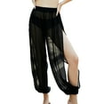 thumbnail image 3 of Seyurigaoka Women Summer Beach Long Trousers, Solid Color High Waist Perspective Side Split Sun Protection Loose Ankle Banded Pants, 3 of 7