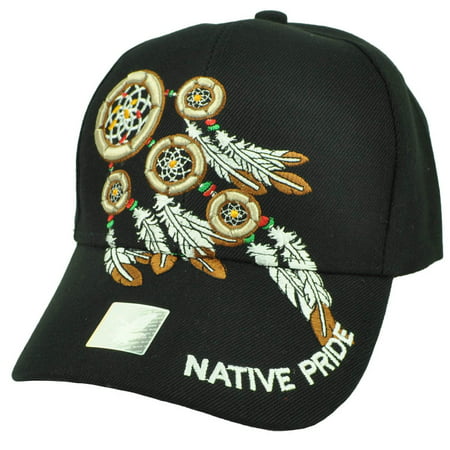 Native Indian American Pride Dream Catchers Symbol Feather Black Hat Curved Bill