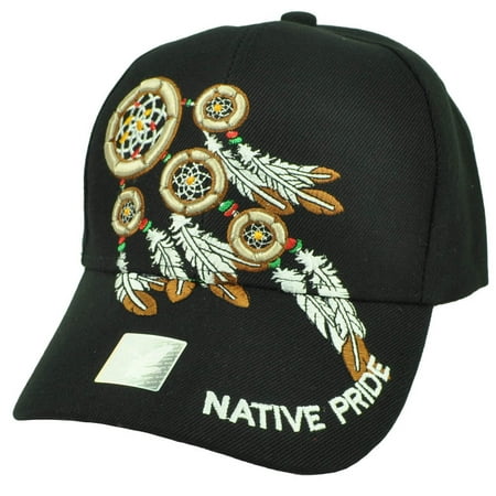 - Native Indian American Pride Dream Catchers Symbol Feather Black Hat Curved Bill