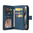 thumbnail image 3 of Zipper Wallet Case for iPhone 14 Pro Max, [15 Card Slots] [Zipper Pocket] Luxury PU Leather Flip Folio Cover with [Magnetic Clasp] [Wrist Hand Strap] [Kickstand] Skin-Feeling Shockproof Case, Blue, 3 of 11
