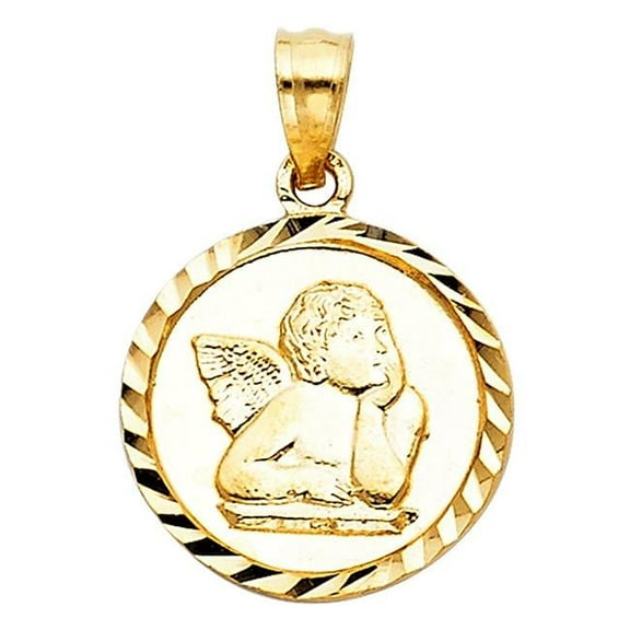 Precious Stars PT-1493 14K Yellow Gold Guardian Angel Pendant