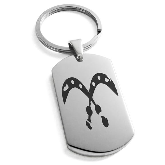 Stainless Steel Ancient Tribal Courage Rune Engraved Dog Tag Keychain Keyring