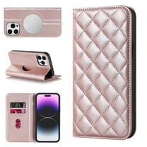 Mantto Flip Wallet Case for iPhone 15 Pro Max,Compatible with MagSafe Charging,Cover with RFID Blocking Card Holder,Fashion PU Leather Magnetic Closure Folio Flip Stand Shockproof Phone Case,Rosegold
