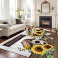 thumbnail image 2 of 5'x7' Area Rugs for Living Room Bedroom, Yellow Sunflowers Washable Rug Carpet Runner Indoor Outdoor, Western Star Farmhouse White Wooden Non Slip Floor Mats Area Rug for Kitchen, Nursery, 2 of 8