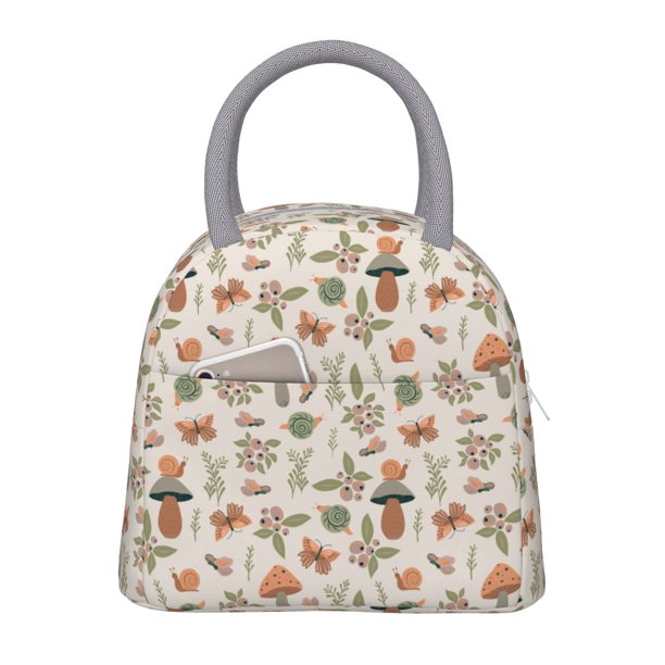 Disketp Forest Mushrooms Insects Bolsa Térmica para Almuerzo, Lonchera con Abertura Amplia y Gran Capacidad, Organizador Reutilizable para Mujeres, Hombres y Adultos