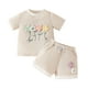 thumbnail image 1 of Odeerbi 9M-4Y Niños Niñas Verano Conjuntos Bordado de Flores Manga Corta Camiseta Pantalones Cortos Conjunto de Dos Piezas, 1 of 9