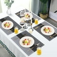 thumbnail image 2 of VCVCOO Placemats Set of 6 - Wipeable Heat Resistant Non-Slip Place Mats for Indoor/Outdoor Dining, Washable PVC Vinyl Woven Table Mats Grey Stripe, 2 of 10