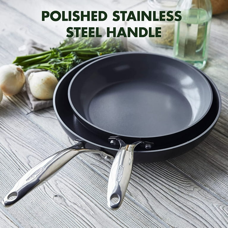 Valencia Pro Hard Anodized Healthy Ceramic Nonstick 10 and 12 Frying Pan  Skillet Set, PFAS-Free, Induction, Dishwasher Safe, Oven Safe, Gray 